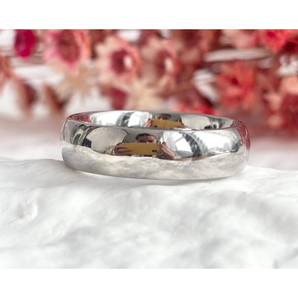 Pure Stainless Steel Unisex Band Minimalist Vintage Ring - sz 10